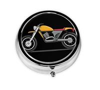 GGNKDL Mini pilulier rond imprimé moto avec 3 compartiments pour le rangement des pilules et le voyage portable