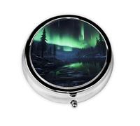 GGNKDL Northern Lights Prints Mini boîte à pilules ronde avec 3 compartiments pour le rangement des pilules et le voyage portable