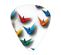 GGNKDL Origami Thousand Paper Crane Prints Lot de 12 médiators avec trois épaisseurs pour guitare basse et ukulélé