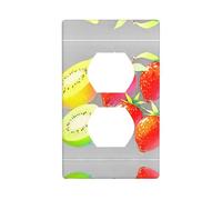 GGNKDL Panneau mural à double prise avec impression fraise et citron, couvercle d'alimentation domestique durable pour prises et interrupteurs décoratifs