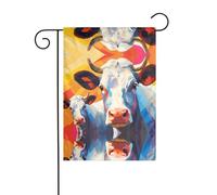 GGNKDL Peinture aquarelle de deux vaches imprimées drapeau de jardin décoration de cour extérieure adaptée pour toutes les saisons 30,5 x 45,7 cm