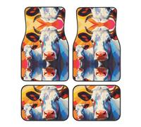 GGNKDL Peinture aquarelle de deux vaches imprimées tapis de sol de voiture avec avant et arrière antidérapants sont adaptés pour les voitures, camions et SUV