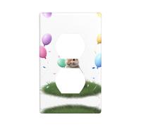 GGNKDL Petit lapin jouant joyeusement impression panneau mural double prise domestique couvercle d'alimentation durable pour prises et interrupteurs décoratifs