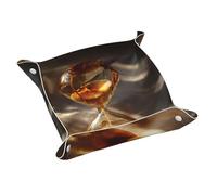 Ggnkdl Plateau de rangement en cuir avec motif sablier doré double face en PVC de qualité moyenne pour un rangement et une organisation pratiques