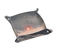 Ggnkdl Plateau de rangement en cuir imprimé « The Sun On A Snowy Day » - Petit plateau en cuir PVC de qualité supérieure - Double face pour un rangement et une organisation pratiques