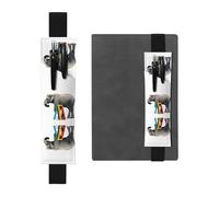 GGNKDL Porte-stylo en cuir avec motif éléphant sur échelle colorée pour journaux, agendas, planificateurs - Pochette à sangle réglable, Noir , Taille unique