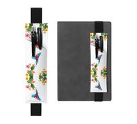 GGNKDL Porte-stylo en cuir avec motif perroquets colorés parmi des fleurs pour journaux, agendas, planificateurs - Pochette à sangle réglable, Noir , Taille unique