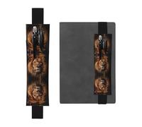 GGNKDL Porte-stylo en cuir avec motif The Lion's Gaze pour journaux, agendas, planificateurs - Pochette à sangle réglable, Noir , Taille unique