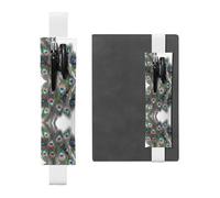 GGNKDL Porte-stylo en cuir marque-page avec joli motif plumes de paon pour journaux, agendas, planificateurs - Pochette à sangle réglable