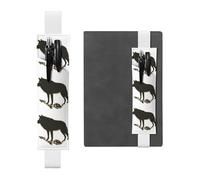 GGNKDL Porte-stylo en cuir pour marque-page Motif silhouette de Timberwolf pour journaux, agendas, planificateurs - Pochette à sangle réglable, blanc, taille unique
