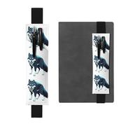 GGNKDL Porte-stylo en cuir pour marque-page Topo Map Motif loup pour journaux, agendas, planificateurs - Sangle réglable, Noir/blanc, One Size