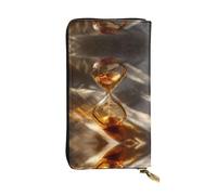 GGNKDL Portefeuille long en cuir avec fermeture éclair pour femme avec impression sablier doré