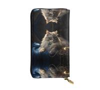 GGNKDL Portefeuille long en cuir avec fermeture éclair pour femme Motif chat Fortune
