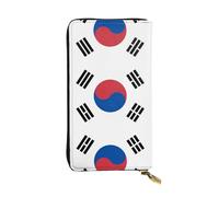 GGNKDL Portefeuille long en cuir avec fermeture éclair pour femme Motif drapeau de la République de Corée