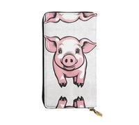 GGNKDL Portefeuille long en cuir avec imprimé cochon pour femme - Grande capacité - Avec fermeture éclair