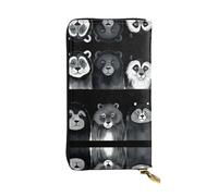 GGNKDL Portefeuille long en cuir pour femme avec 6 impressions d'animaux lavés à l'encre - Grande capacité - Sac à fermeture éclair pour cartes de crédit