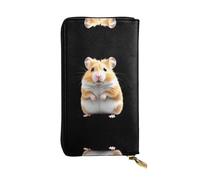GGNKDL Portefeuille long en cuir pour femme avec fermeture éclair et impression mini hamster