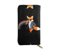 GGNKDL Portefeuille long en cuir pour femme avec fermeture éclair et motif renard qui aime le sport