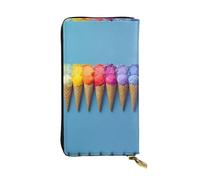 GGNKDL Portefeuille long en cuir pour femme avec fermeture éclair Motif crème glacée arc-en-ciel Grande capacité