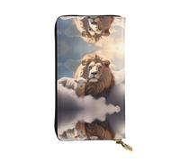 GGNKDL Portefeuille long en cuir pour femme avec imprimé « Lamb with A Lion on the Clouds » - Grande capacité - Fermeture éclair