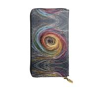 GGNKDL Portefeuille long en cuir pour femme avec imprimé lignes flottantes - Grande capacité - Sac à fermeture éclair pour cartes de crédit