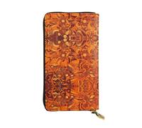 GGNKDL Portefeuille long en cuir pour femme avec imprimé lignes vintage - Grande capacité - Sac à fermeture éclair pour cartes de crédit