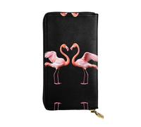 GGNKDL Portefeuille long en cuir pour femme avec motif flamant rose et imprimé cœur Grande capacité Sac à fermeture éclair