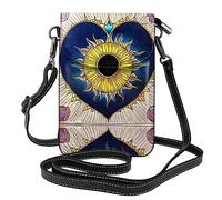 GGNKDL Sac à bandoulière avec motif cœur et soleil de dessin animé, sac pour téléphone portable, petit portefeuille pour femme, un cadeau pratique adapté pour les sorties, l'exercice et le shopping