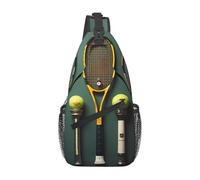GGNKDL Sac à bandoulière imprimé balles de tennis et raquettes pour homme et femme, adapté pour les sacs de fitness et les randonnées