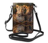 GGNKDL Sac à bandoulière imprimé deux frères léopards, sac pour téléphone portable, petit portefeuille pour femme, un cadeau pratique adapté pour les sorties, l'exercice et le shopping