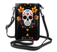 GGNKDL Sac à bandoulière imprimé Jour des morts, sac pour téléphone portable, petit portefeuille pour femme, un cadeau pratique adapté pour les sorties, l'exercice et le shopping