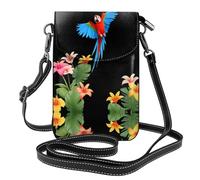 GGNKDL Sac à bandoulière imprimé perroquets colorés parmi les fleurs, sac pour téléphone portable, petit portefeuille pour femme, un cadeau pratique adapté pour les sorties, l'exercice et le shopping