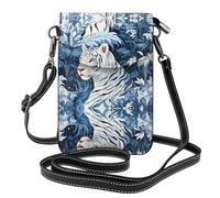 GGNKDL Sac à bandoulière imprimé tigre blanc neige, sac pour téléphone portable, petit portefeuille pour femme, un cadeau pratique adapté pour les sorties, l'exercice et le shopping