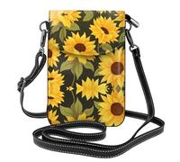 GGNKDL Sac à bandoulière imprimé tournesol soufflé au vent, sac pour téléphone portable, petit portefeuille pour femme, un cadeau pratique adapté pour les sorties, l'exercice et le shopping