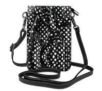 GGNKDL Sac à bandoulière noir et blanc ondulé imprimé à pois pour téléphone portable, petit portefeuille pour femme, un cadeau pratique adapté pour les sorties, l'exercice et le shopping
