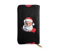 GGNKDL Santa Claus fulfilling his wish printing Women Leather Long Handheld Wallet Large Capacity Credit Card Zipper Bag