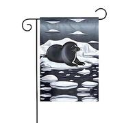 GGNKDL Sceaux sur impression de glace, drapeau de jardin, décoration de cour extérieure, convient pour toutes les saisons, 30,5 x 45,7 cm