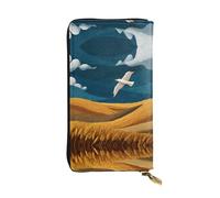 GGNKDL Skylarks Fly Over The Wheat Field Print Portefeuille long en cuir pour femme Grande capacité avec fermeture éclair