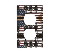GGNKDL Soldats militaires américains patriotiques impression jour commémoratif double prise panneau mural maison couvercle d'alimentation durable pour prises et interrupteurs décoratifs