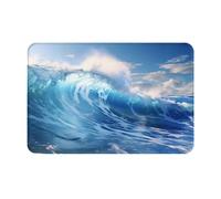 GGNKDL Tapis de sol antidérapant avec impression vagues de l'océan bleu pour intérieur et extérieur, convient pour les entrées de chambre à coucher et de salle de bain, 40,6 x 61 cm