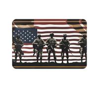 GGNKDL Tapis de sol antidérapant Soldats militaires américains Patriotique Memorial Day Impression pour intérieur et extérieur, convient pour les entrées de chambre à coucher et de salle de bain, 40,6