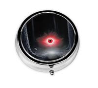 GGNKDL The Eye of Terror in The Forest Prints Mini pilulier rond avec 3 compartiments pour le rangement des pilules et le voyage portable