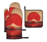 GGNKDL The Rising Sun Ensemble de 3 pièces de cuisson pour cuisine, épais et durable, bonne isolation, convient pour la cuisine et les fours à micro-ondes