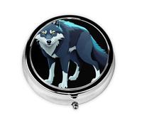 GGNKDL Topo Map Wolf Pack Mini pilulier rond avec 3 compartiments pour le rangement des pilules et le voyage portable