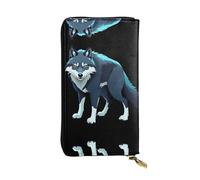 GGNKDL Topo Map Wolf Pack Portefeuille long en cuir pour femme Grande capacité avec fermeture éclair