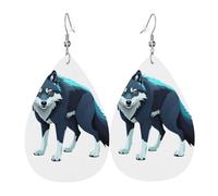 GGNKDL Topo Map Wolf Pack Prints Boucles d'oreilles pendantes en forme de goutte d'eau et boucles d'oreilles en cuir, adaptées comme cadeaux d'anniversaire pour les femmes