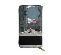 GGNKDL Urban Architecture Impression Portefeuille en cuir pour femme Grande capacité Sac à fermeture éclair