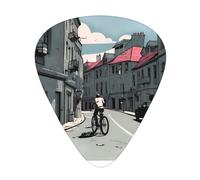 GGNKDL Urban Architecture Prints Lot de 12 médiators de guitare avec trois combinaisons d'épaisseur pour basse et ukulélé