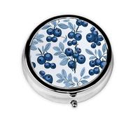 GGNKDL Yummy Myrtilles Imprimée Mini pilulier ronde avec 3 compartiments pour le rangement des pilules et le voyage portable