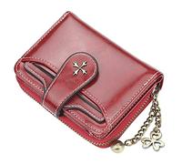 GGOOB Petit Portefeuille Vintage pour Femme avec Fermeture éclair et Poche pour pièces de Monnaie, Rouge, Small, Compacte